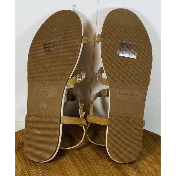 JESSICA SIMPSON Dana Scallop Rhinestone Slingback Sandals in Tan Size 2 NEW - Picture 6 of 7